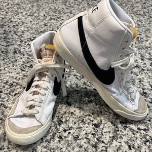 White and Black High-Top Sneakers 8.5